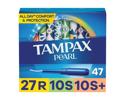 Tampax Pearl Tampons Trio Multipack, with LeakGuard Braid, Regular/Super/Super Plus Absorbency, Unscented - 47 EA