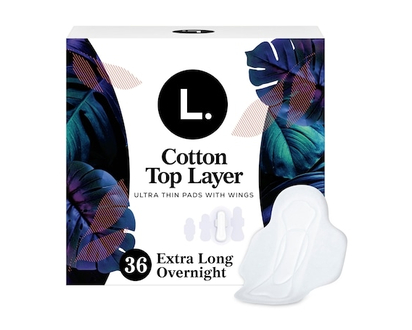 L. Ultra Thin Pads for Women, Overnight Absorbency, Breathable Cotton Top Layer, Unscented Pads with Wings, 36 CT - 36.0 EA