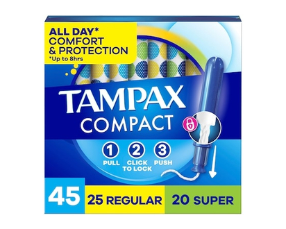 Tampax Compact Pearl Tampons Multipack, with LeakGuard Braid & Extendable Applicator, Regular/Super Absorbency, Compact Extendable Applicator, Unscent