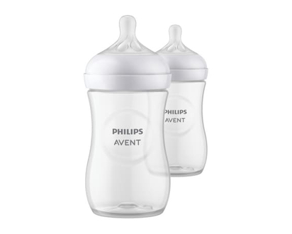 Avent Natural Baby Bottle With Natural Response Nipple, Clear, 9oz, 2 pack, SCY903/02 - 2 EA