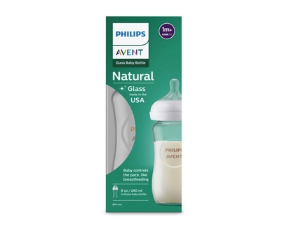 Avent Glass Natural Baby Bottle With Natural Response Nipple, 8oz, 1 pack, SCY913/01 - 1 EA