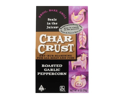 Char Crust Dry Rub Seasoning for All Meat and Fish Roasted Garlic Peppercorn - 113.0 G