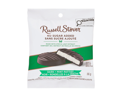 Russell Stover Mint Cream Centre In No Sugar Added Candy Dark Mint Patties - 56.0 G
