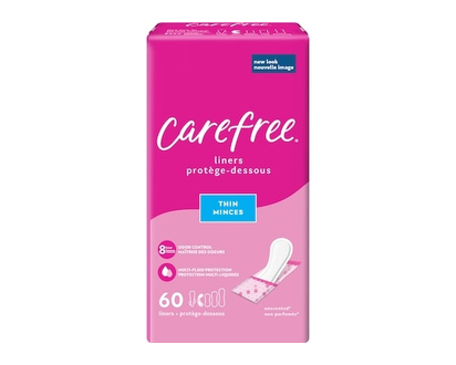 Carefree Emballage de 60 protège-dessous Acti-Fresh galbés minces en sachets pratiques - 60 CHA