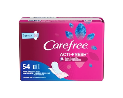 Carefree Emballage de 54 protège-dessous Acti-Fresh galbés réguliers en sachets pratiques - 54 CHA