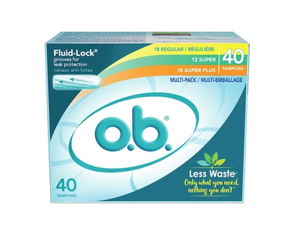 o.b. Tampons, Original Non-Applicator Multipack Regular Super & Super Plus, 40 count - 40.0 EA