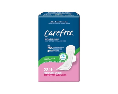 CAREFREE® Ultra Thin Pads, Super/Long Pads With Wings, 28ct - 28 EA