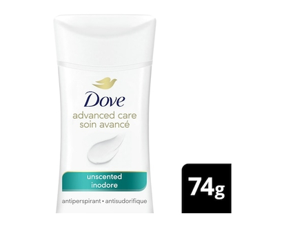 Dove Advanced Care Antiperspirant Deodorant Stick Unscented antibacterial odour protection - 74 G