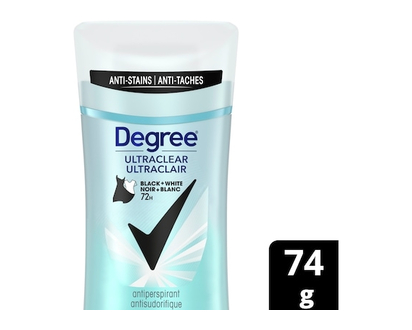 Degree MotionSense Antiperspirant Deodorant Stick for 48-hour Odour Protection, Ultraclear Black+White, Anti Yellow Stains and White Marks - 74.0 G