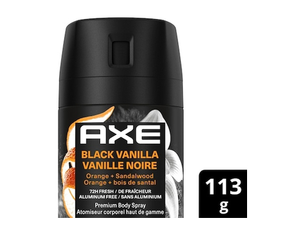Axe Premium Body Spray for Men, Black Vanilla deodorant - 113.0 G