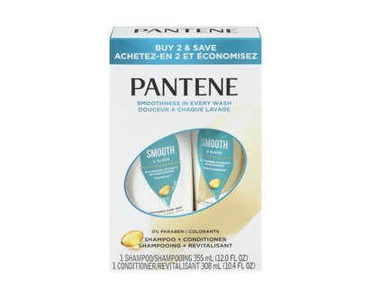 Pantene PRO-V Smooth & Sleek Shampoo + Conditioner, Dual Pack, Shampoo + Conditioner - 2.0 EA