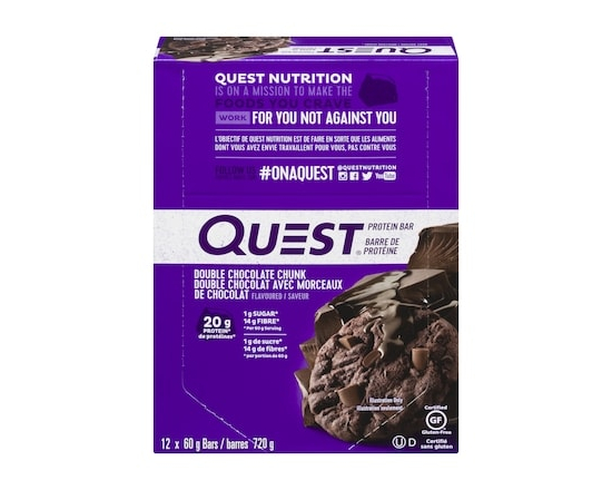 Barre Protéinée Saveur Doubles Morceaux de Chocolat 12 x (720 g) - 60.0 G