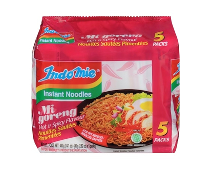 Indomie Instant Noodles Mi Goreng Hot & Spicy 5 Packs X 80 G - 80.0 G