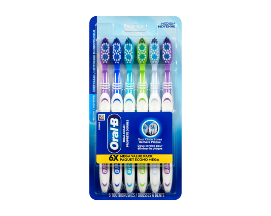 Dual Clean Toothbrushes, 6 Pack - 6.0 EA