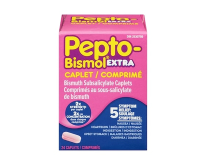 Pepto Bismol Extra Strength Caplets for Nausea, Heartburn, Indigestion, Upset Stomach, and Diarrhea Relief, Original Flavor - 24 EA