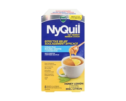 Vicks NyQuil Hot Remedy Cold, Flu & Congestion Medicine, Nighttime, Relief for Fever & Headache, Sore Throat Pain, Nasal Congestion, Runny Nose, Cough