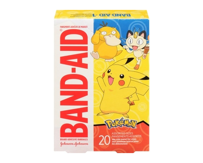 Band-Aid Brand Adhesive Bandages Featuring Pokà©mon Characters, for Minor Cuts & Scrapes for Kids & Toddlers, Two Different Sizes - 20.0 EA