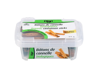 Dion Cannelle biologique en bâtons, 3 po - 31.0 G