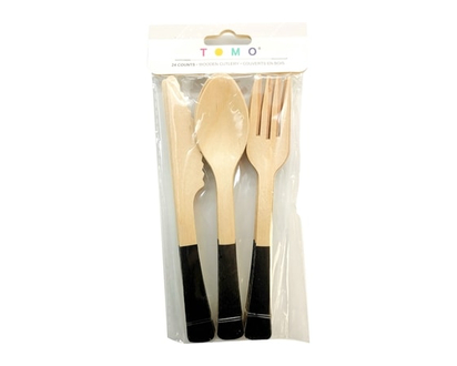 Tomo Solid 24ct Wood Cutlery Black - 1.0 EA
