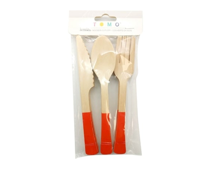 Tomo Solid 24ct Wood Cutlery Red - 1.0 EA