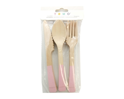 Tomo Solid 24ct Wood Cutlery Pink - 1.0 EA