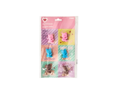Valentine's Day Cards with Erasers 6 Pack - Animals - 1.0 EA
