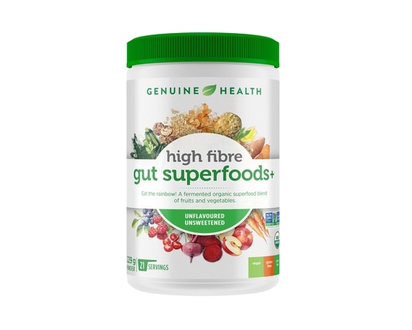 Genuine Health High Fibre Gut Superfoods+, Unflavoured Unsweetened Vegan Powder - 229.0 G