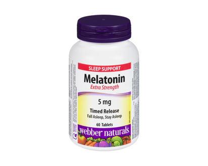 Webber Naturals Melatonin 5mg, Extra Strength Timed Release - 60.0 EA