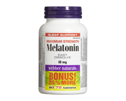 Webber Naturals Melatonin 10mg, Maximum Strength - 72.0 EA