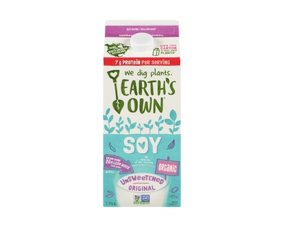 Earth's Own Organic Soy Beverage, Unsweetened Original - 1.75 L