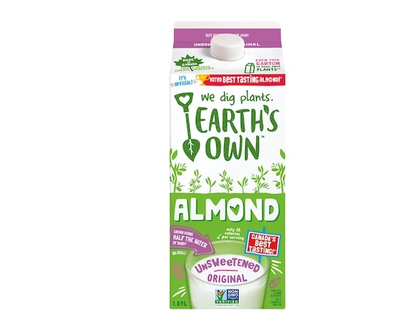 Earth's Own Almond Beverage, Unsweetened Original - 1.89 L