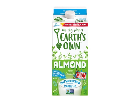 Earth's Own Almond Beverage, Unsweetened Vanilla - 1.89 L