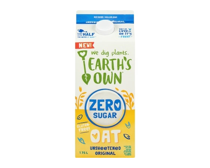 Earth's Own Oat Zero Sugar Beverage, Unsweetened Original - 1.75 L
