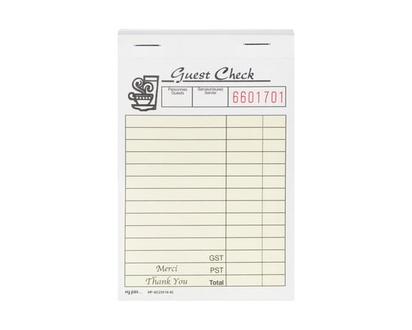 Single Copy Guest Check Pads - 1.0 EA