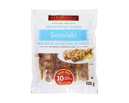 Chicken Breast Kabobs Souvlaki, Seasoned & Uncooked, 10 Kabobs - 600.0 G