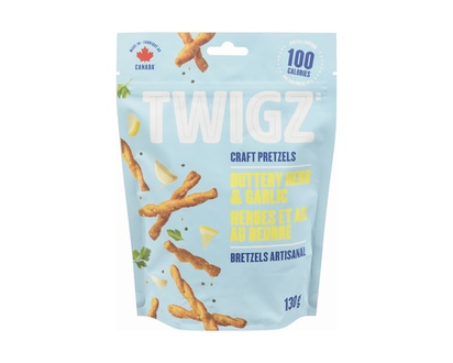 Twigz Craft Pretzels, Buttery Herb and Garlic - 130 G