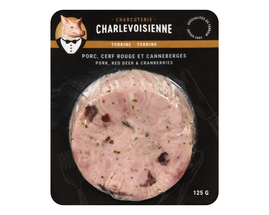 Charlevoix Terrine porc, cerf rouge et canneberges - 125.0 G
