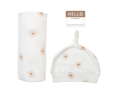Couverture Hello World + Bonnet Noué - Marguerites - 1.0 EA