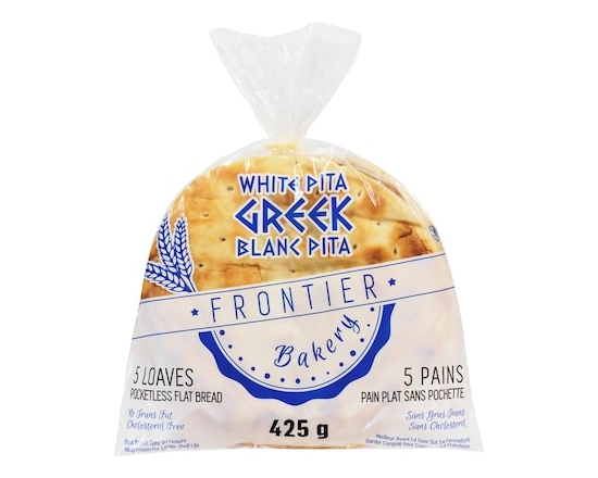 Frontier Bakery Greek Blanc Pita Pain Plat Sans Pochette - 425.0 G