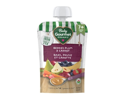 Baby Gourmet Organic Puree Berries Plum & Carrot - 128.0 ML