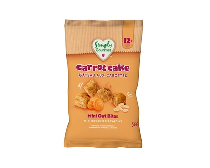 Baby Gourmet Collation pour tout-petits Simply Gourmet mini bouchées à l'avoine gâteau aux carottes - 36 G