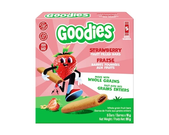 Goodies Kids Snack Strawberry Fruit Filled Bars, Gluten Free Whole Grain Lunchbox Snack, 5 Individua - 18.0 G