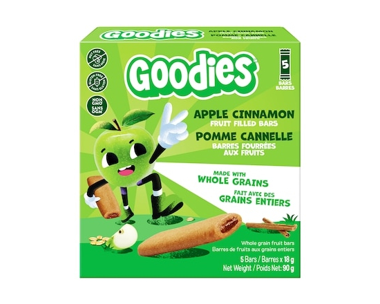 Goodies Kids Snack Apple Cinnamon Fruit Filled Bars, Gluten Free Whole Grain Lunchbox Snack, 5 Indiv - 18.0 G