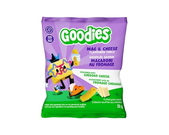 Goodies Kids Snack Mac & Cheese Flavoured Curls, Gluten Free Puffed Grain Snack for School Lunchboxe - 28.0 G