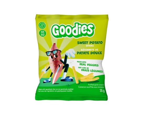Goodies Kids Snack Sweet Potato Sticks, Gluten Free Puffed Grain Snack for School Lunchboxes - 28.0 G