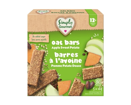 Simply Gourmet Toddler Snacks Oat Bars Apple Sweet Potato - 18.0 G