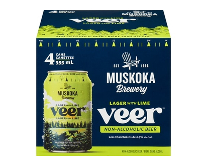 Muskoka Brewery Veer Non-Alcoholic Beer Lager With Lime, Case - 355.0 ML