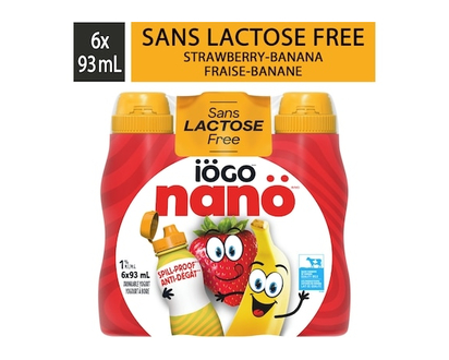 IOGO Nanö Drinkable Strawberry-Banana Lactose-Free Yogurt 1% - 93.0 ML