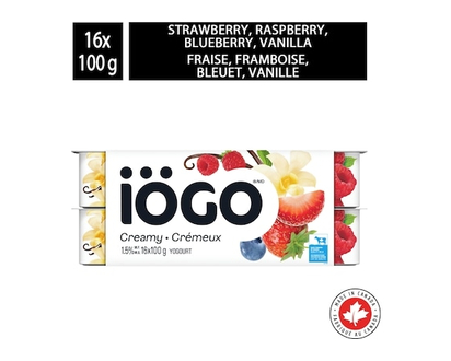 IOGO Strawberry Raspberry Blueberry Vanilla Yogurt Cups 1.5% - 100.0 G