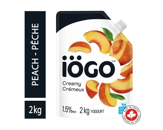 IÖGO Pochette de yogourt à la pêche 1.5 % - 2.0 KG